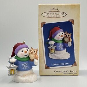 Vintage 2005 Hallmark Snow Buddies Keepsake Ornament Snowman‎ Owl Figure
